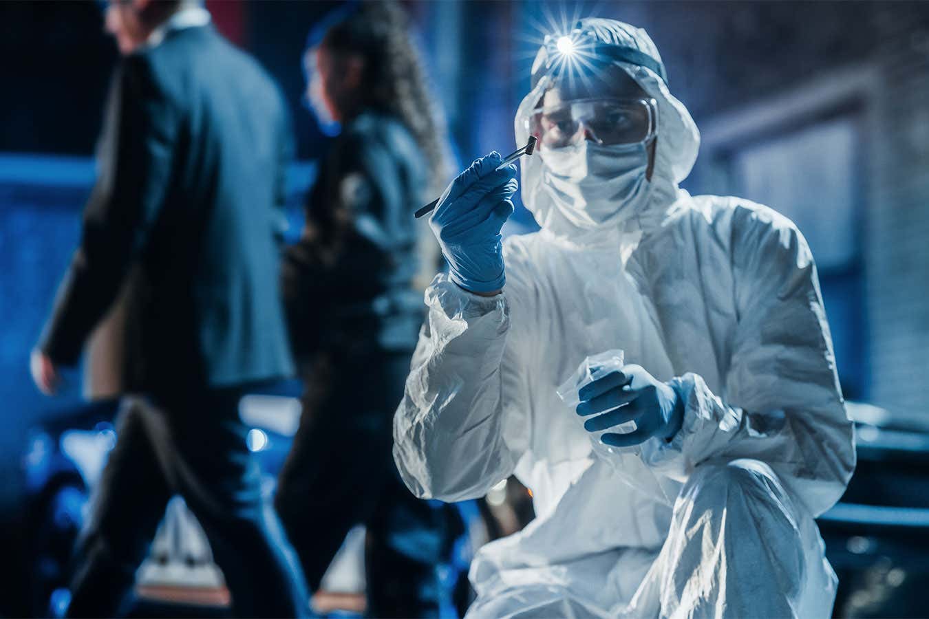 A crime scene investigator