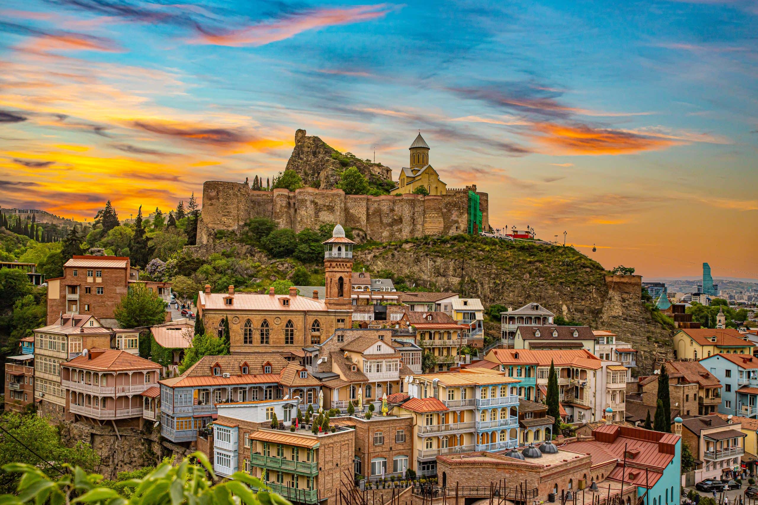 Historic streets of Tbilisi at sunset, Georgia